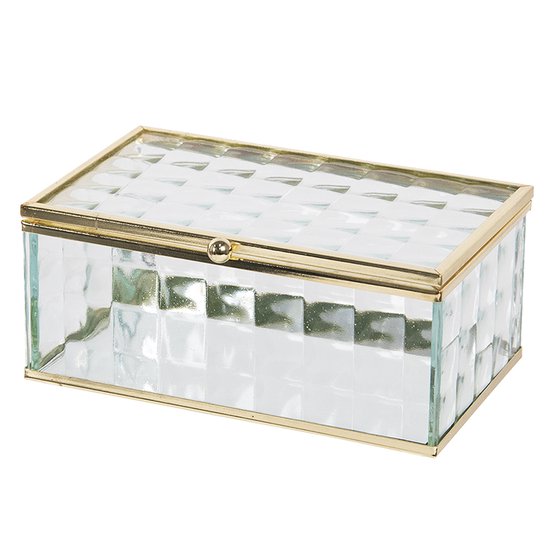 Clayre & Eef Sieradendoos 14x8x6 cm Glas Rechthoek Juwelendoos Sieradenbox Sieradenkist