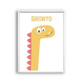 Poster Getekende dinosaurus brontosaurus / bronto / Dinosaurus / Baby - Kinderkamer / Dieren Poster / Babykamer - Kinderposter 80x60cm