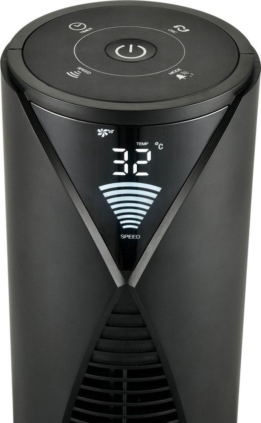 CoolHome CF2205 - Torenventilator met afstandsbediening - Ventilator met Ionisator - 96 CM - Dimbaar LED scherm - Zwart