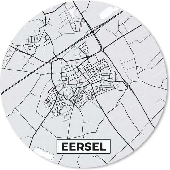 Muismat - Mousepad - Rond - Plattegrond - Eersel - Kaart - Stadskaart - 20x20 cm - Ronde muismat