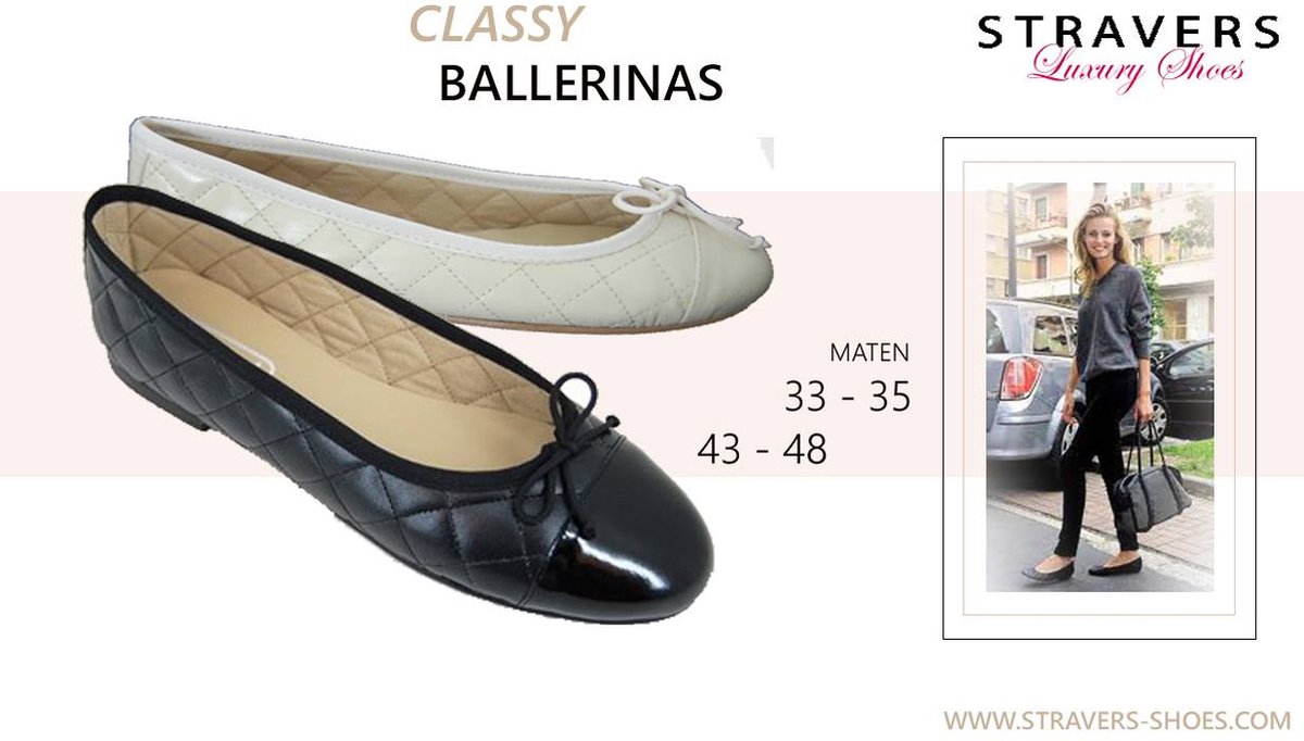 Stravers - Luxe Zwarte Ballerina's Maat 44 Dames Grote Maten Platte  Damesschoenen | bol.com