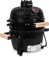 VONROC Kamado barbecue 13 inch - Ø27cm kookoppervlak - Houtskoolbarbecue – Keramisch - Tafelmodel - Met onderstel, thermometer, plate setter & rege
