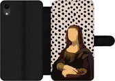 Bookcase Geschikt voor iPhone XR telefoonhoesje - Pastel - Mona Lisa - Stippen - Oude meesters - Met vakjes - Wallet case met magneetsluiting