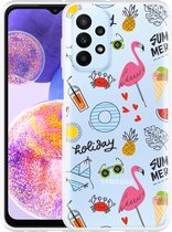 Hoesje Geschikt voor Samsung Galaxy A23 Summer Flamingo