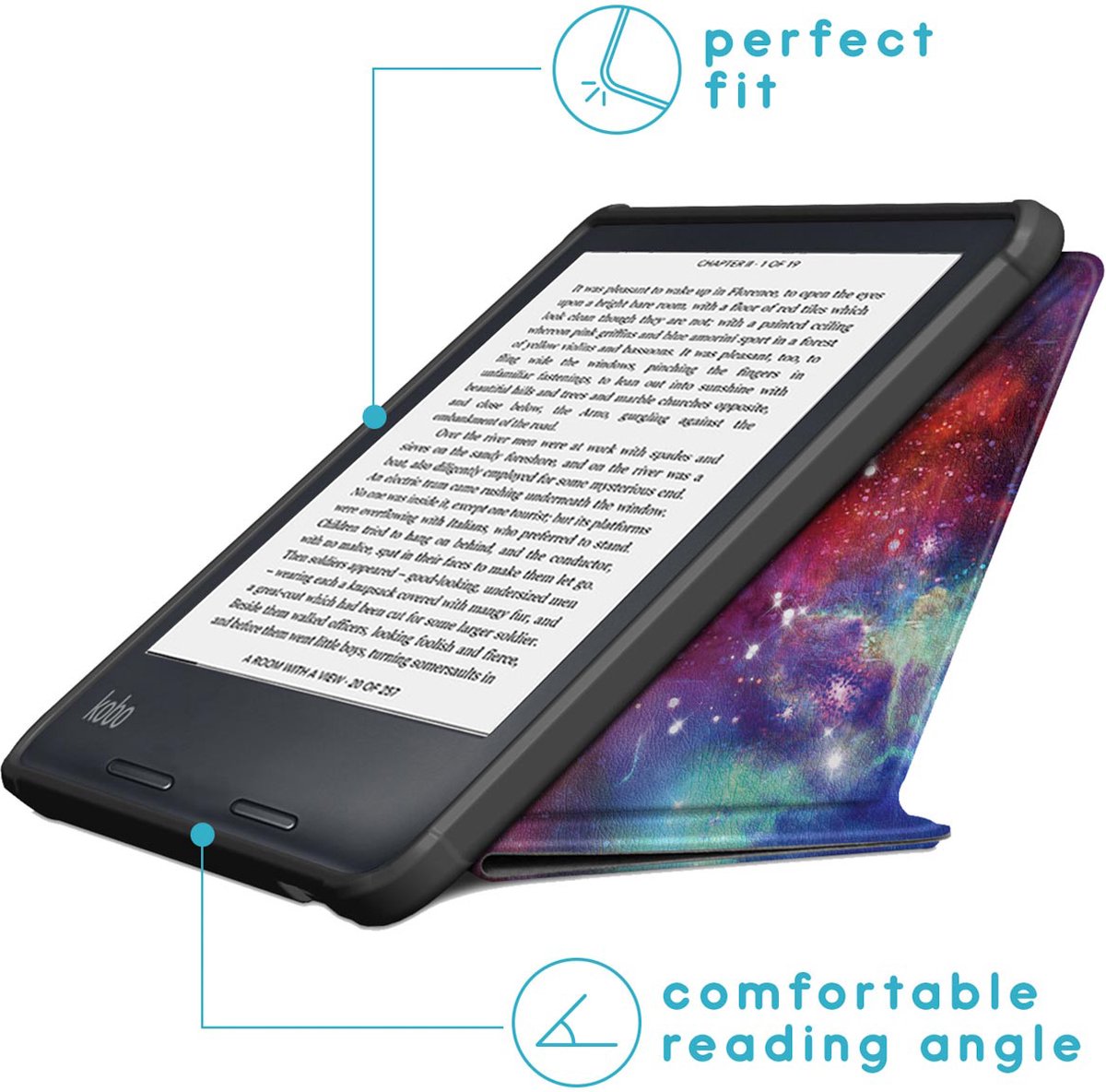 Kobo Libra 2 hoesje Kobo Libra 2 sleepcover iMoshion Design Origami Bookcase Space