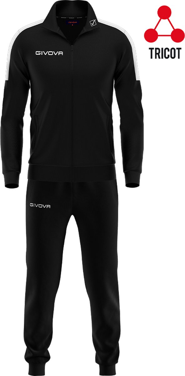 Trainingspak Givova TR033 Tuta Revolution, 0402 Zwart/Wit, maat 2XS (140-146)