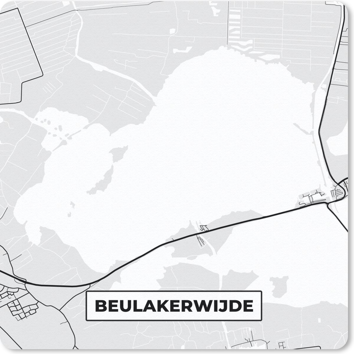 Muismat 20x20 cm - Mousepad Kaart - Beulakerwijde - Overijssel - Plattegrond - Stadskaart - Muismatten - Stadskaart