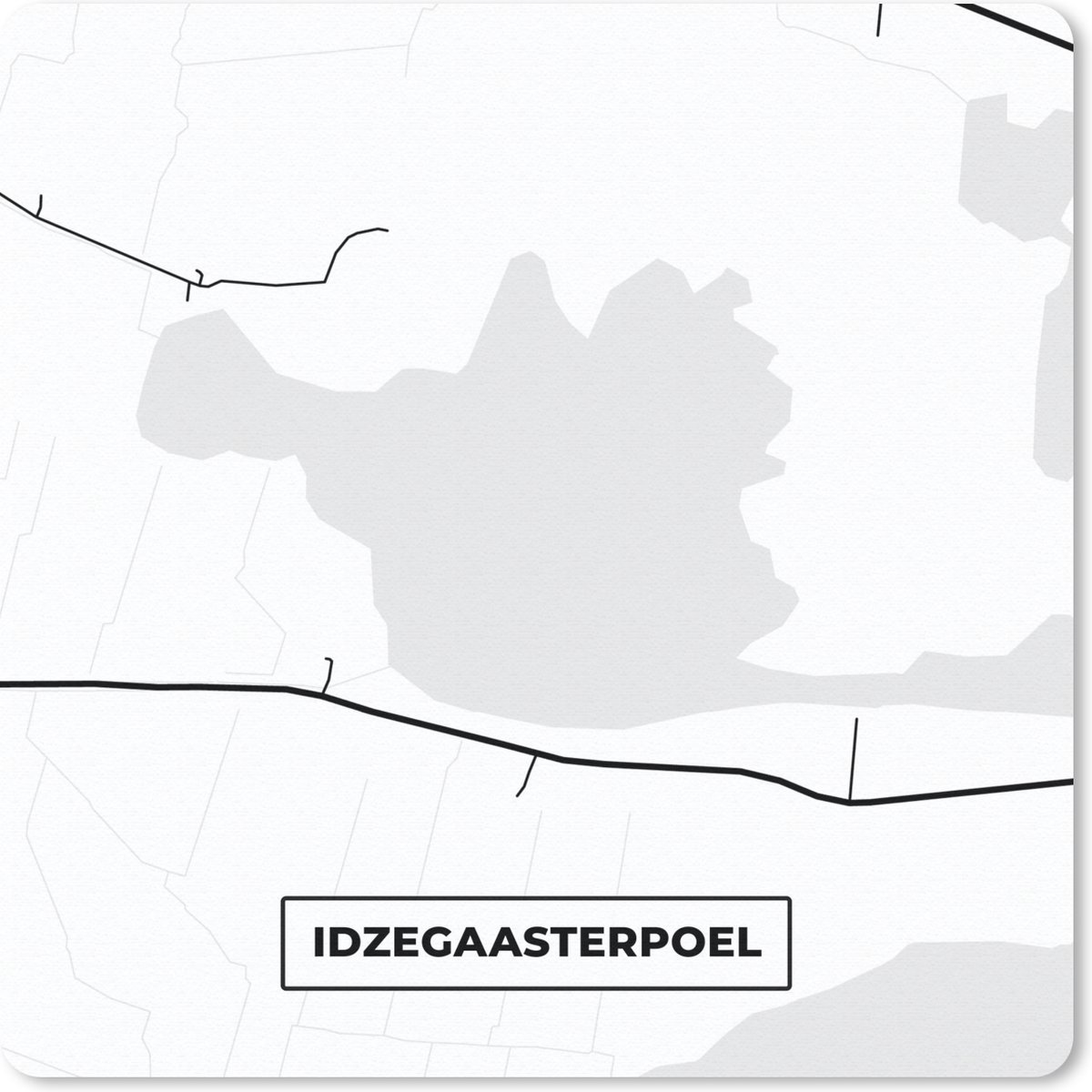 Muismat 20x20 cm - Mousepad Idzegaasterpoel - Nederland - Kaart - Plattegrond - Stadskaart - Muismatten - Stadskaart