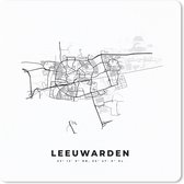 Muismat - Mousepad - Plattegrond – Leeuwarden – Zwart Wit – Stadskaart - Kaart - 30x30 cm - Muismatten