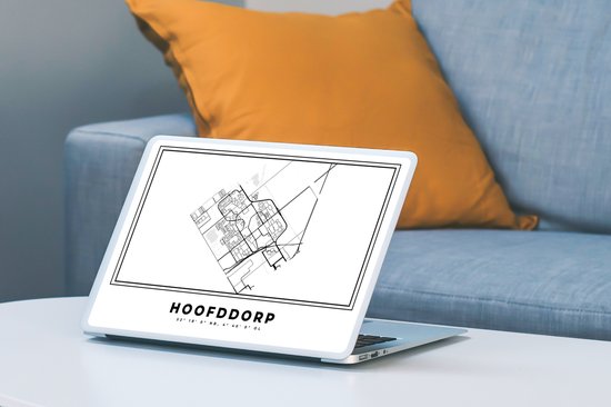 Autocollant pour ordinateur portable - 10,1 pouces - Carte - Carte - Plan de la ville - Hoofddorp - Nederland Zwart - Wit - 25x18cm - Autocollants pour ordinateur portable - Skin pour ordinateur portable - Couverture