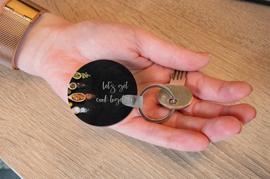 Porte-clés - Let's cuisiner ensemble - Cuisine - Citations - Proverbes - Plastique - Rond - Cadeaux à distribuer