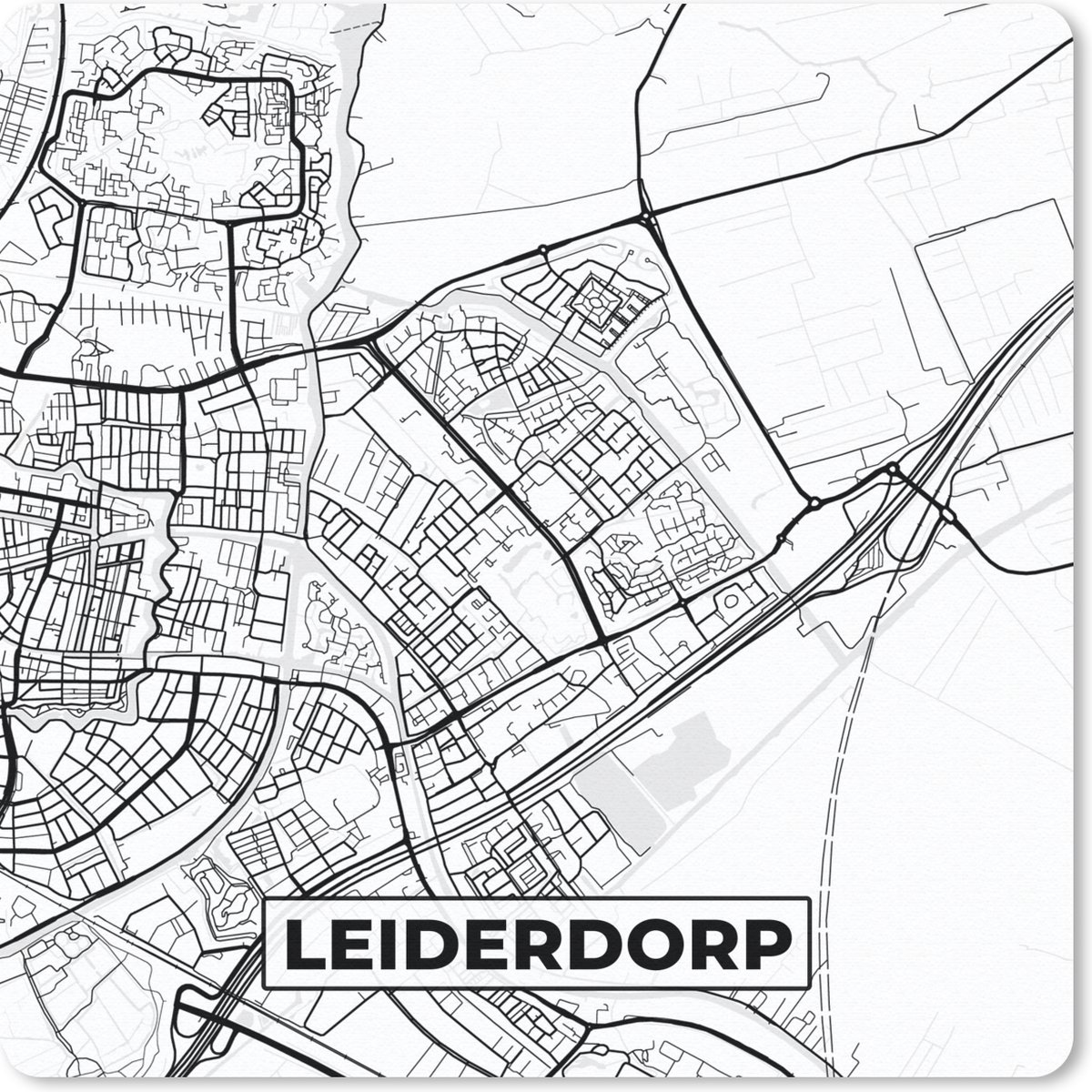 Muismat 30x30 cm - Mousepad Leiderdorp - Stadskaart - Plattegrond - Kaart - Muismatten - Stadskaart