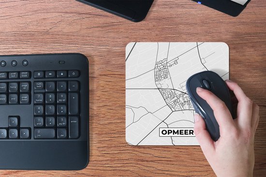 Muismat 20x20 cm - Mousepad Opmeer - Kaart - Stadskaart - Plattegrond - Muismatten - Stadskaart