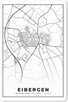 Muismat - Mousepad - Eibergen - Zwart Wit - Stadskaart - Plattegrond - Kaart - Nederland - 18x27 cm - Muismatten