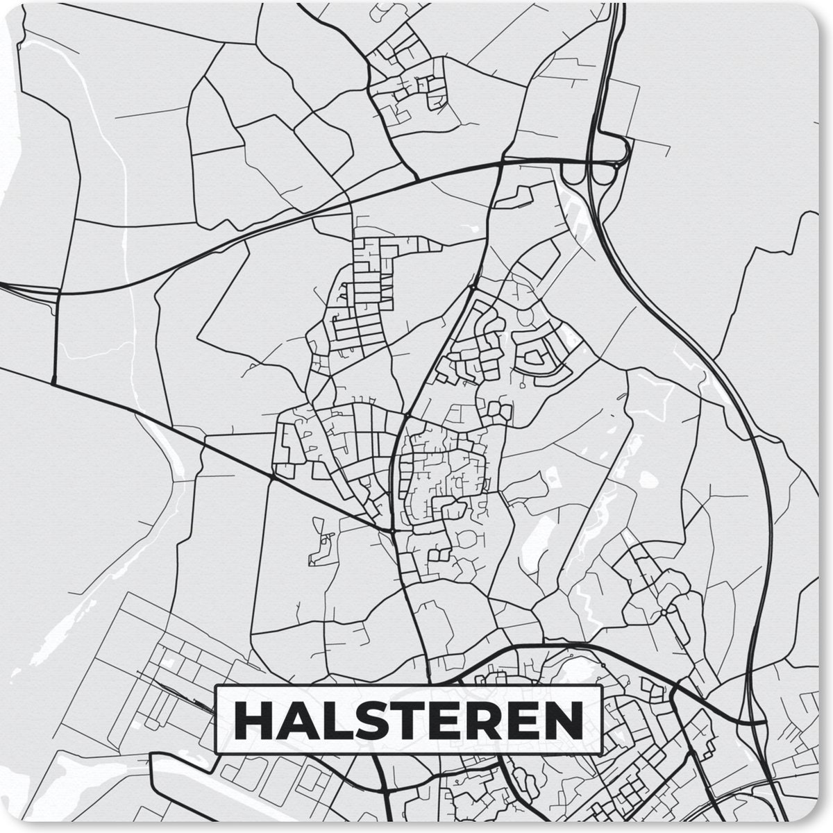 Muismat 30x30 cm - Mousepad Plattegrond - Halsteren - Kaart - Stadskaart - Muismatten - Stadskaart