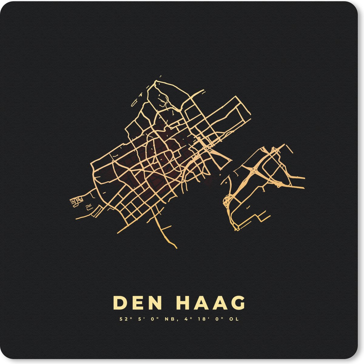 Muismat 30x30 cm - Mousepad Den Haag - Plattegrond - Stadskaart - Nederland - Kaart - Muismatten - Stadskaart