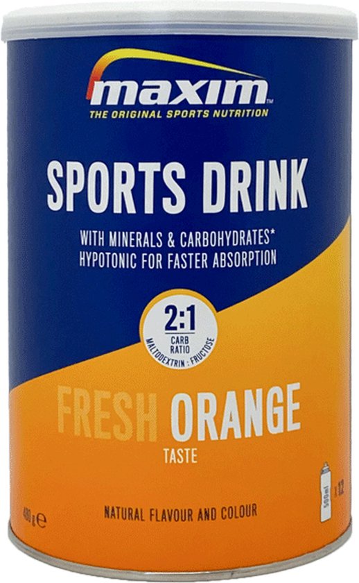 Maxim sports drink orange - 2 x 480g - hypotoon sportdrank poeder - elektrolyten poeder - sportdrank met sinaasappelsmaak