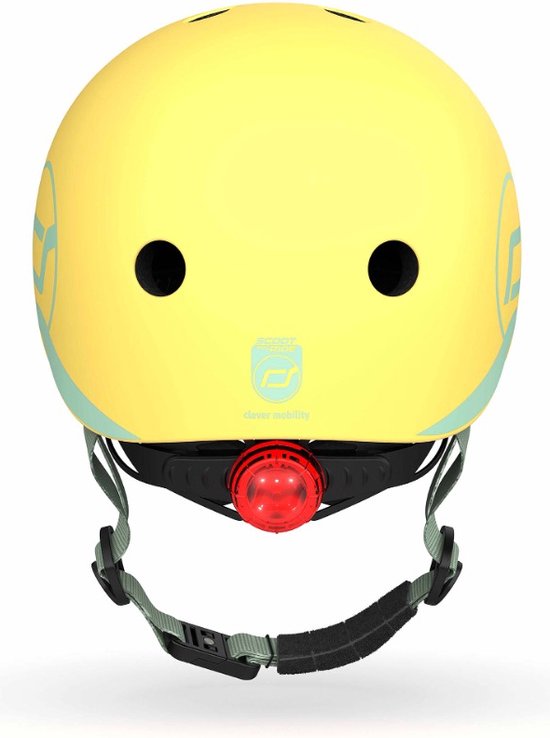 Scoot & Ride Kinderfietshelm – Lemon, 45-51 Cm, Met LED-achterlicht, 11 Ventilatiegaten, Lichte Polycarbonaat Helm Voor Kleintjes