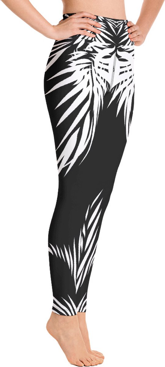 Sportlegging - design Tiger Power Up - High Waist - Dry Fit - High Performance - 4way stretch- unieke print - UPF 50+ - Hardloop - Yoga - Fitness - Dans - Pilates - Training - sportbroek - zwart wit - maat XS — afbeelding 4