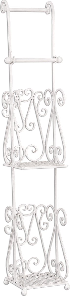 Clayre & Eef WC Rol Houder 17x17x97 cm Wit IJzer