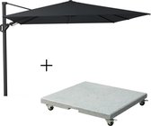 Platinum Challenger T² zweefparasol 300x300cm | Faded Black + Premium Salerno parasolvoet 90kg