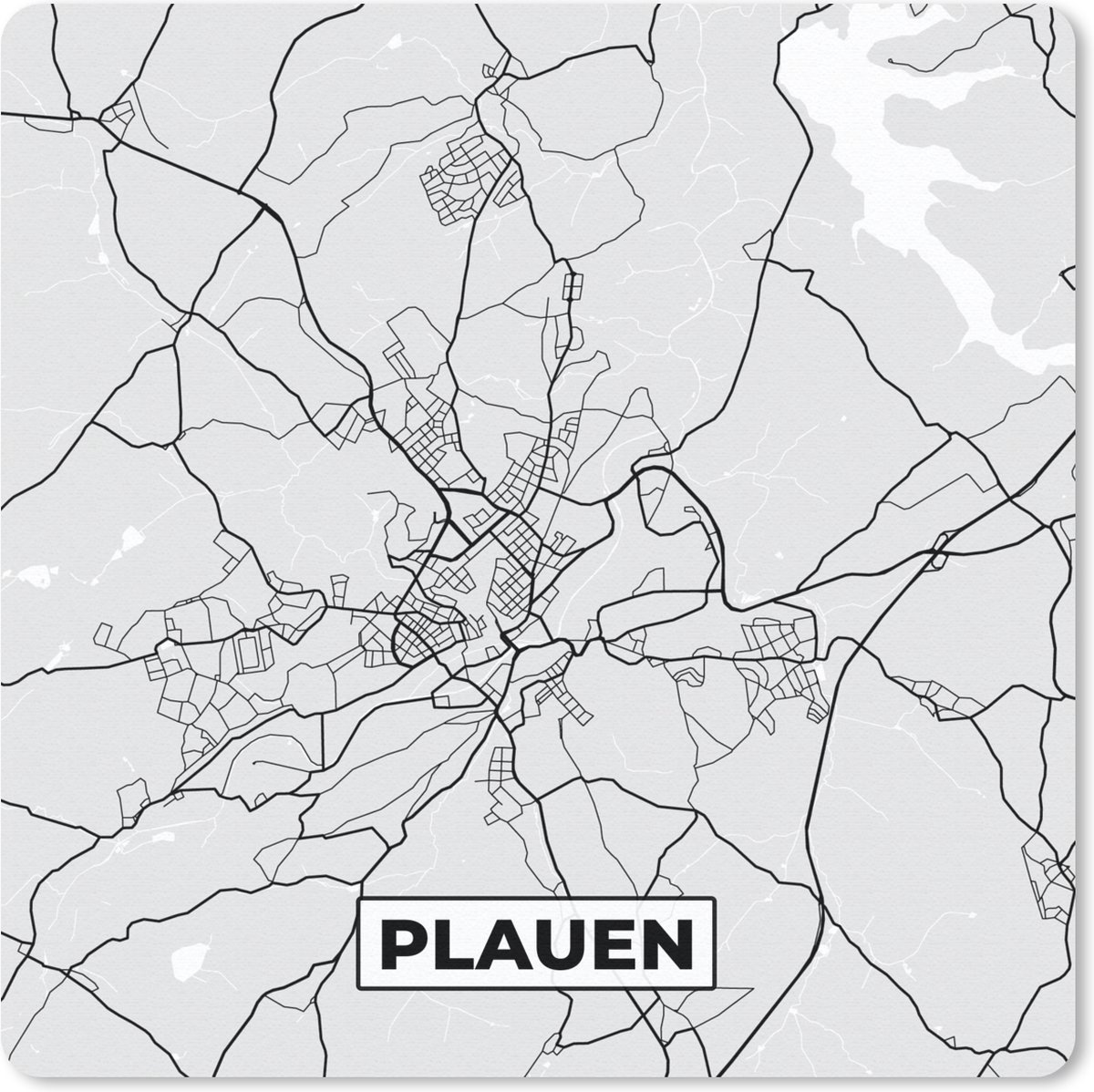 Muismat 30x30 cm - Mousepad Kaart - Stadskaart - Duitsland - Plauen - Plattegrond - Muismatten - Stadskaart