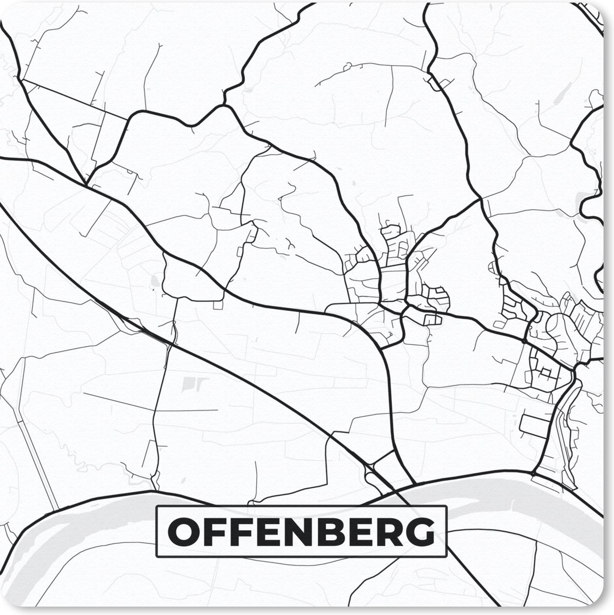 Muismat 30x30 cm - Mousepad Plattegrond - Offenberg - Kaart - Stadskaart - Muismatten - Stadskaart