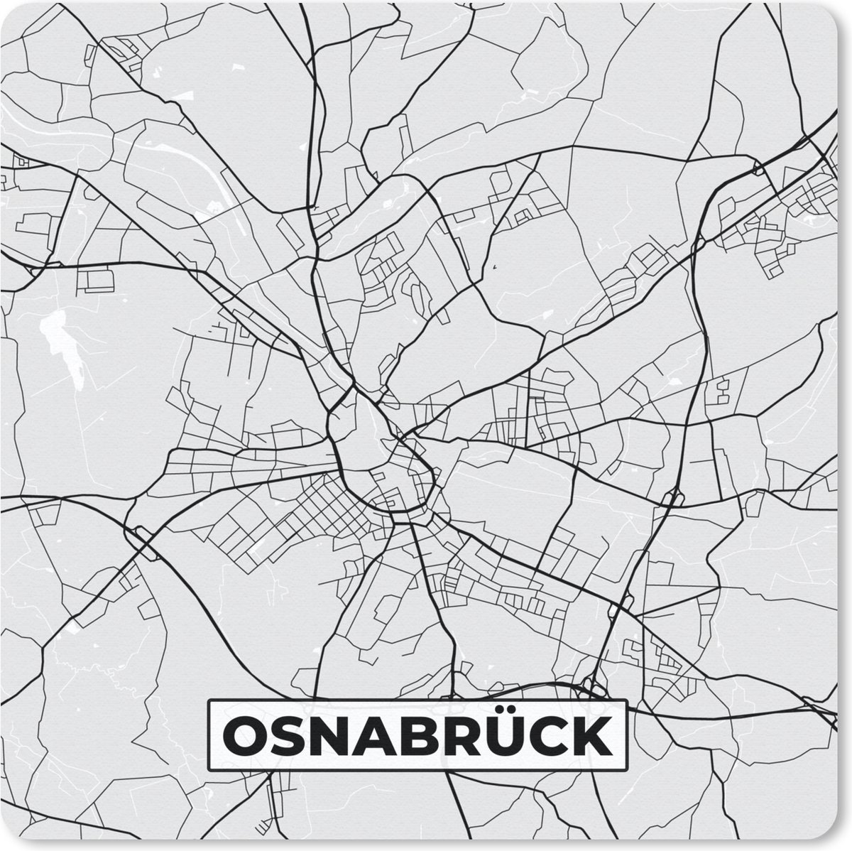 Muismat 30x30 cm - Mousepad Stadskaart - Duitsland - Plattegrond - Osnabrück - Kaart - Muismatten - Stadskaart