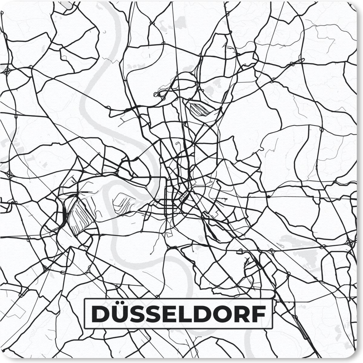 Muismat 30x30 cm - Mousepad Kaart - Düsseldorf - Plattegrond - Stadskaart - Muismatten - Stadskaart