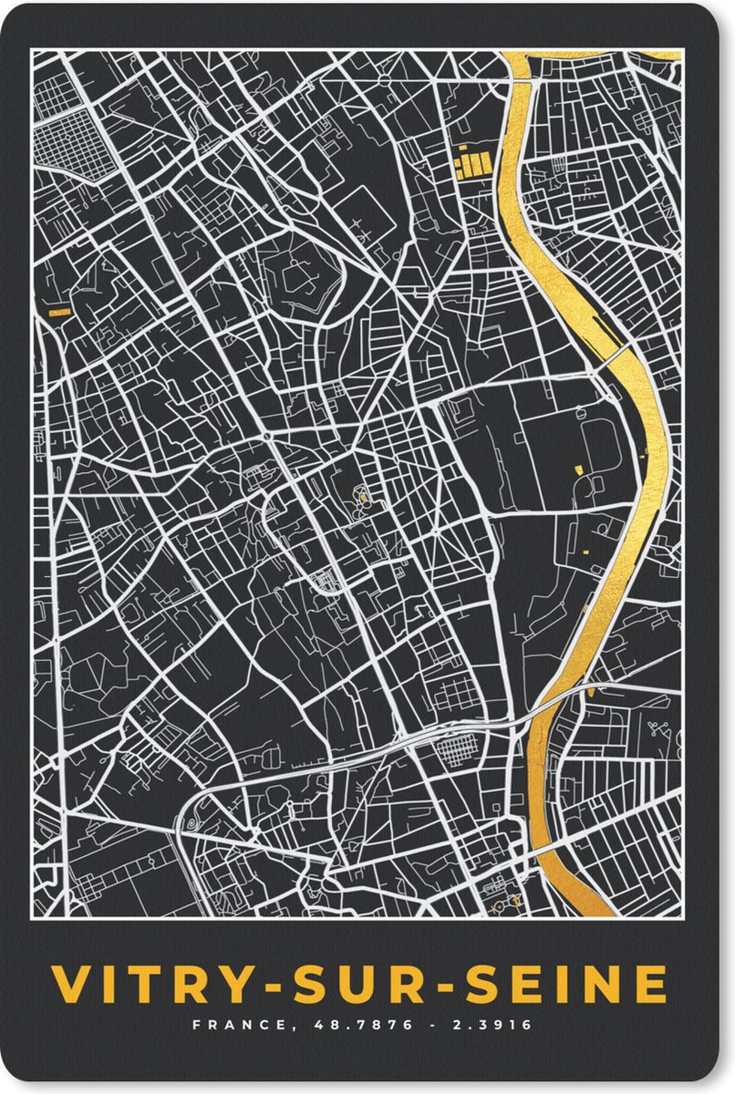 Muismat - Mousepad - Stadskaart – Plattegrond – Vitry-sur-seine - Kaart - Frankrijk - 40x60 cm - Muismatten