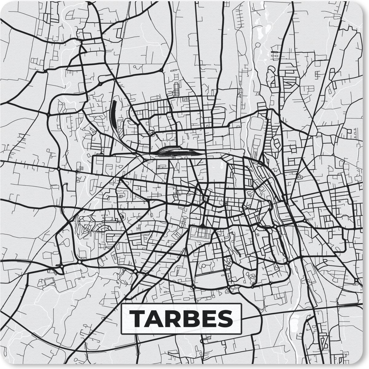 Muismat 20x20 cm - Mousepad Plattegrond - Tarbes - Stadskaart - Kaart - Frankrijk - Muismatten - Stadskaart