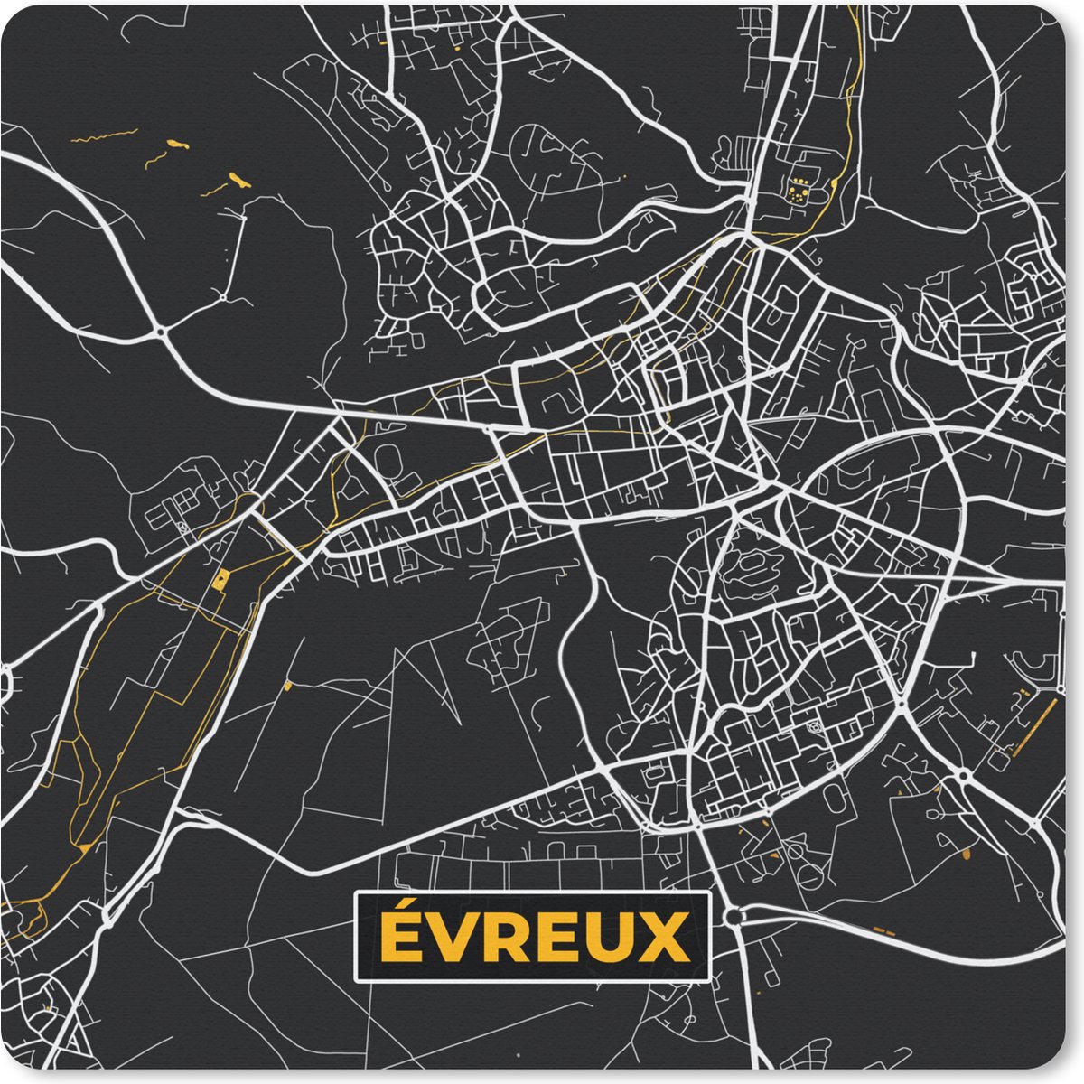 Muismat 30x30 cm - Mousepad Stadskaart - Frankrijk - Plattegrond - Kaart - Evreux - Muismatten - Stadskaart