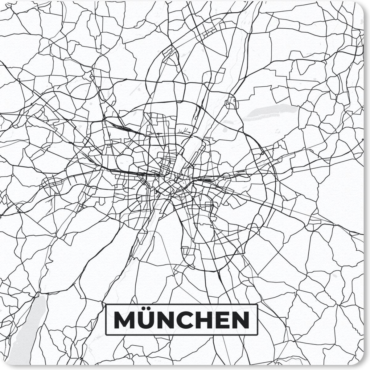 Muismat 30x30 cm - Mousepad München - Stadskaart - Kaart - Plattegrond - Muismatten - Stadskaart
