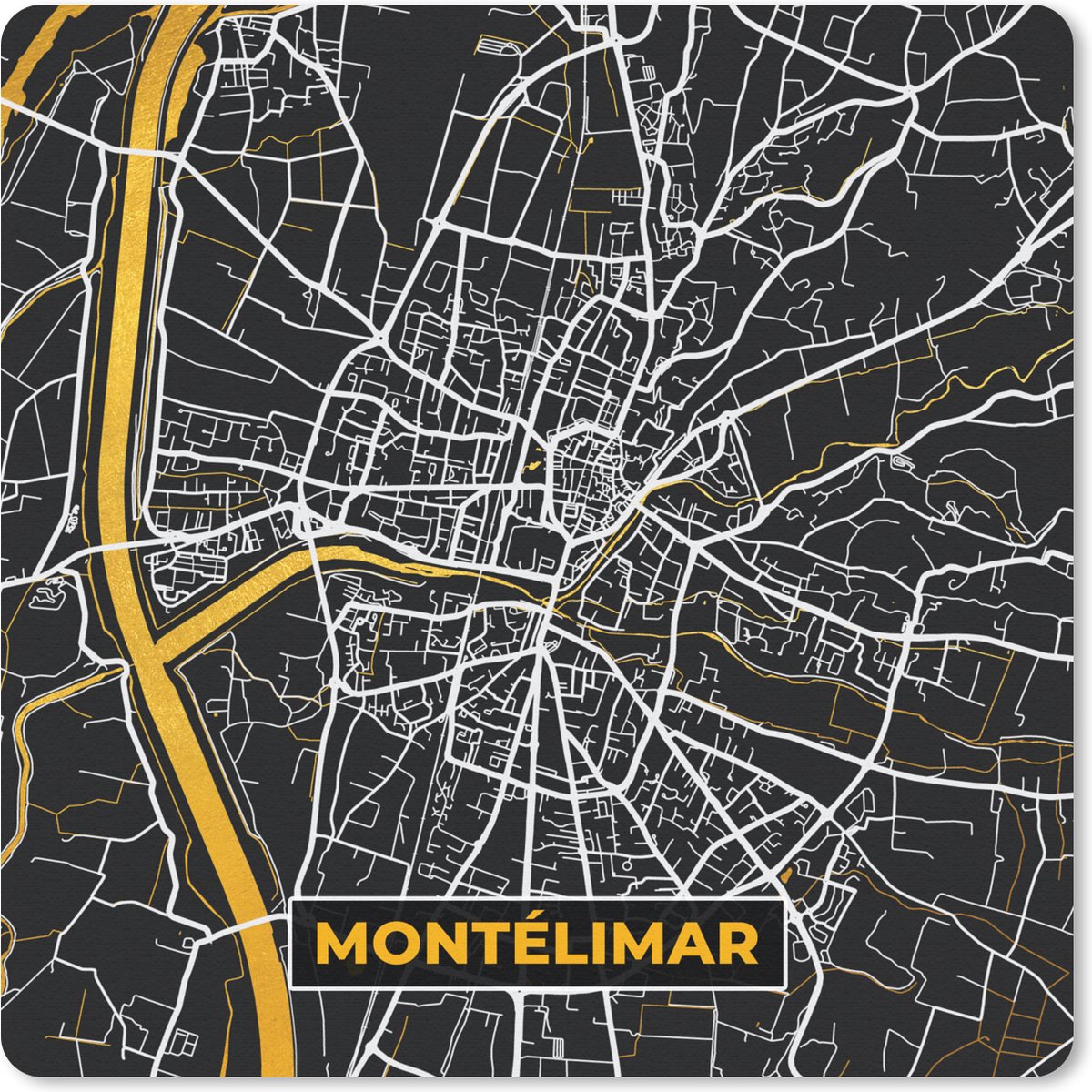Muismat 20x20 cm - Mousepad Kaart - Frankrijk - Stadskaart - Plattegrond - Montélimar - Muismatten - Stadskaart