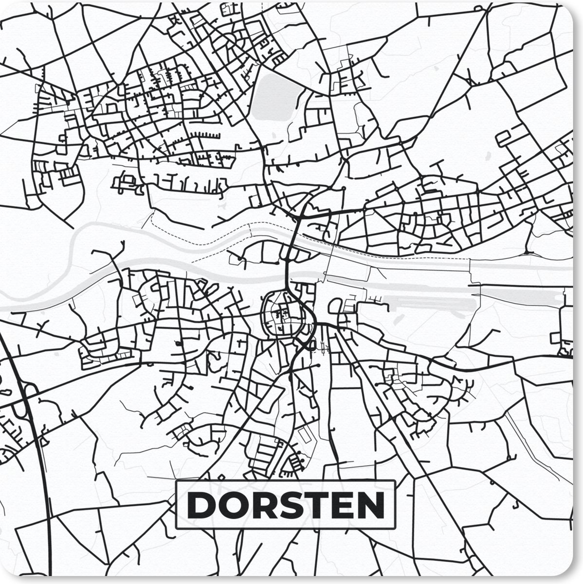 Muismat 30x30 cm - Mousepad Plattegrond - Dorsten - Stadskaart - Kaart - Muismatten - Stadskaart