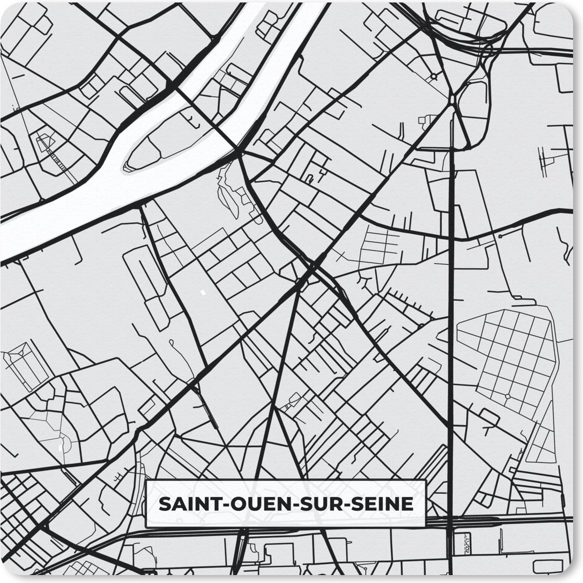 Muismat - Mousepad - Plattegrond - Saint-Ouen-sur-Seine - Stadskaart - Kaart - Frankrijk - 30x30 cm - Muismatten