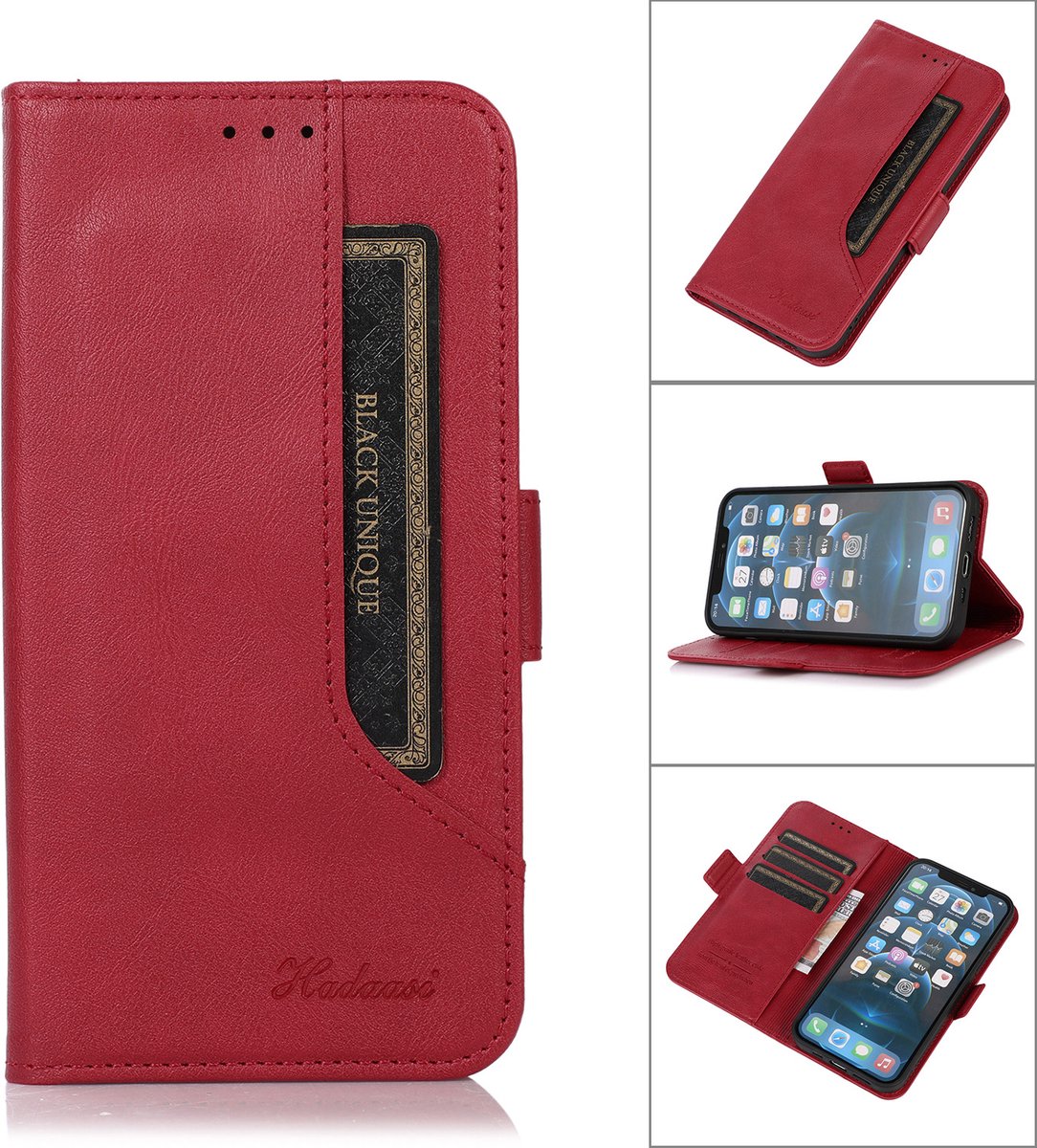 Bookcase Apple iPhone 13 Pro Max – PU Lederen Telefoonhoesje – Pasjeshouder - Rood