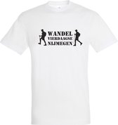 T-shirt Wandel vierdaagse Nijmegen met wandelaars |Wandelvierdaagse | vierdaagse Nijmegen | Roze woensdag | Wit | maat S