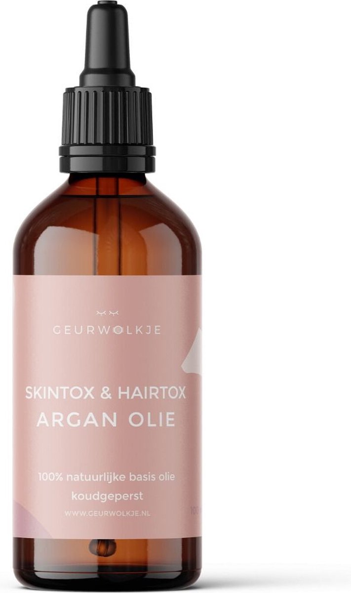 Goedkoopste Geurwolkje® Skintox & Hairtox Arganolie Parfumvrij & Koudgeperst 100 Natuurlijke basisolie 100ml - Draagolie- Haarolie