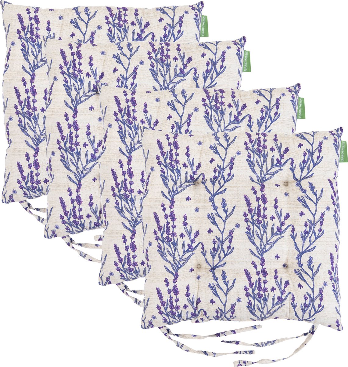 Tuinstoel Gedrukt zitkussen - Waterafstotend stoelkussen met lint - tuinkussens voor binnen en buiten - kussen 42x42 cm