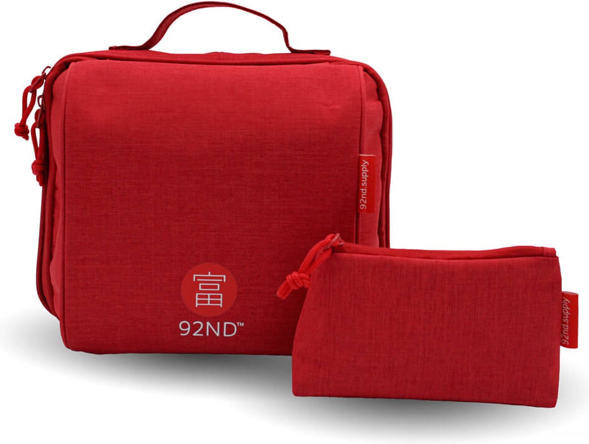92ND.SUPPLY - Toilettas dames - Rood- Toilettas vrouwen ophangen - Incl. Gratis make-up tasje