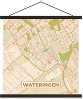 Porte-affiche avec affiche - Affiche scolaire - Wateringen - Carte - Carte - Plan de la ville - 40x40 cm - Lattes noires