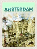 Wandbord - Amsterdam Grachten Vintage Kunst