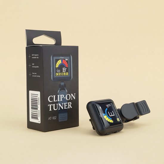 Áengus AT-102 Stemapparaat voor Gitaar, Basgitaar, Ukelele, Viool en Chromatisch stemmen - Clip-on tuner - USB oplaadbaar