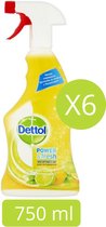 Bol.com Dettol Allesreinger Spray Power & Fresh Spray Citroen - 6 x 750 ml - Voordeelverpakking aanbieding