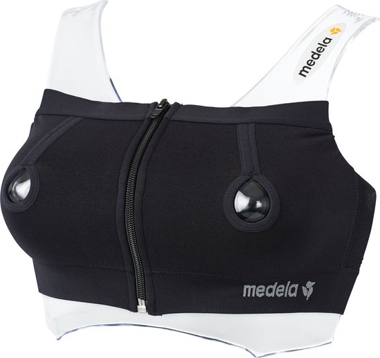Zwarte Medela Easy Expression bustier op een paspop.