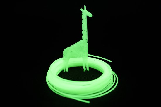 Gloeien in het donker filamentrol met groen gekleurde giraffe erop.