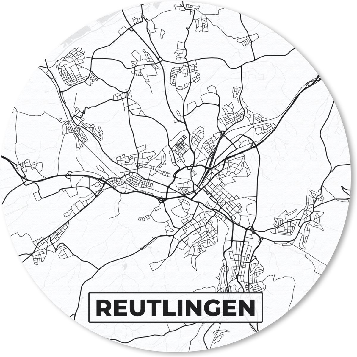 Muismat rond 20x20 cm - Mousepad Kaart - Plattegrond - Stadskaart - Reuslingen - Ronde muismatten - Stadskaart