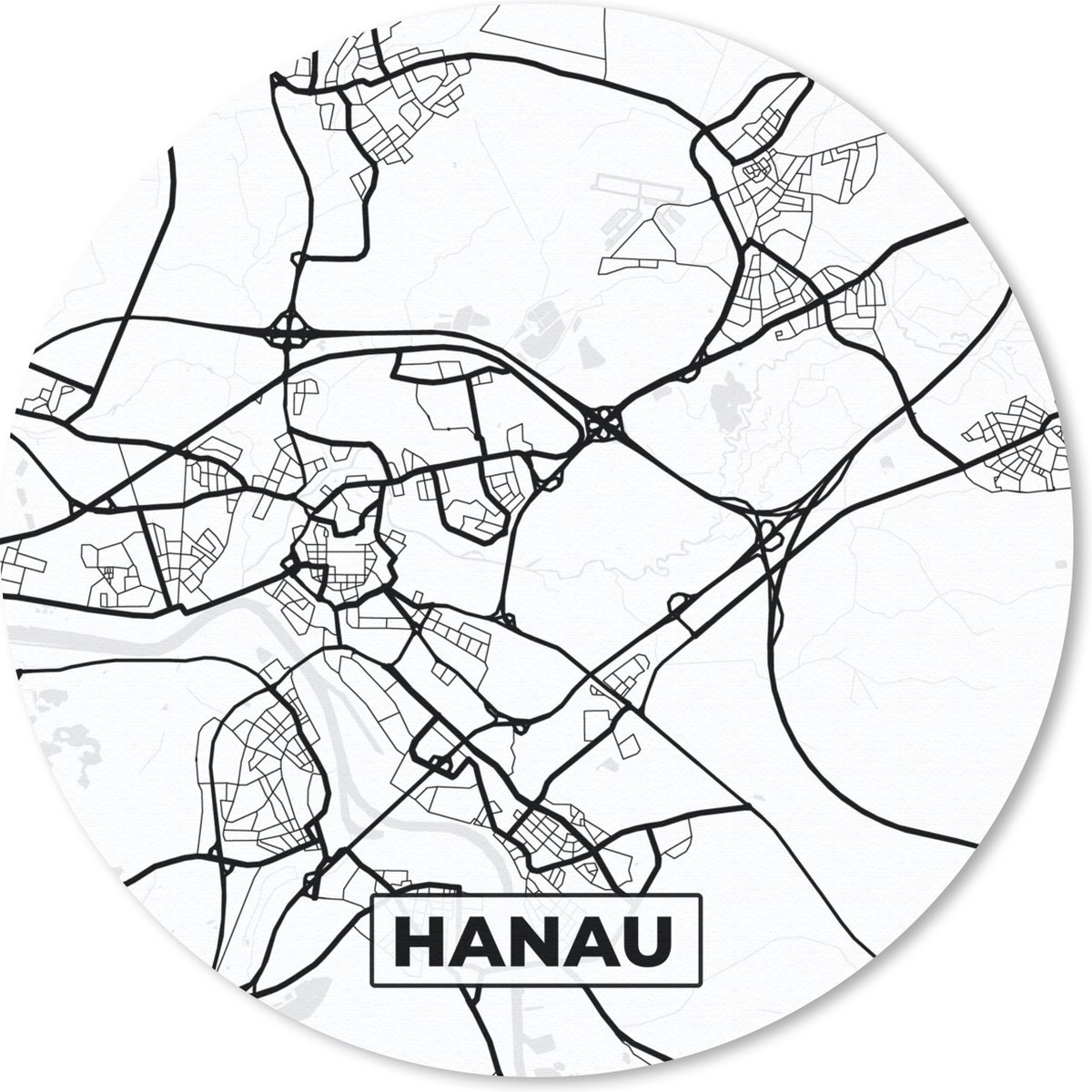 Muismat rond 40x40 cm - Mousepad Plattegrond - Hanau - Stadskaart - Kaart - Ronde muismatten - Stadskaart