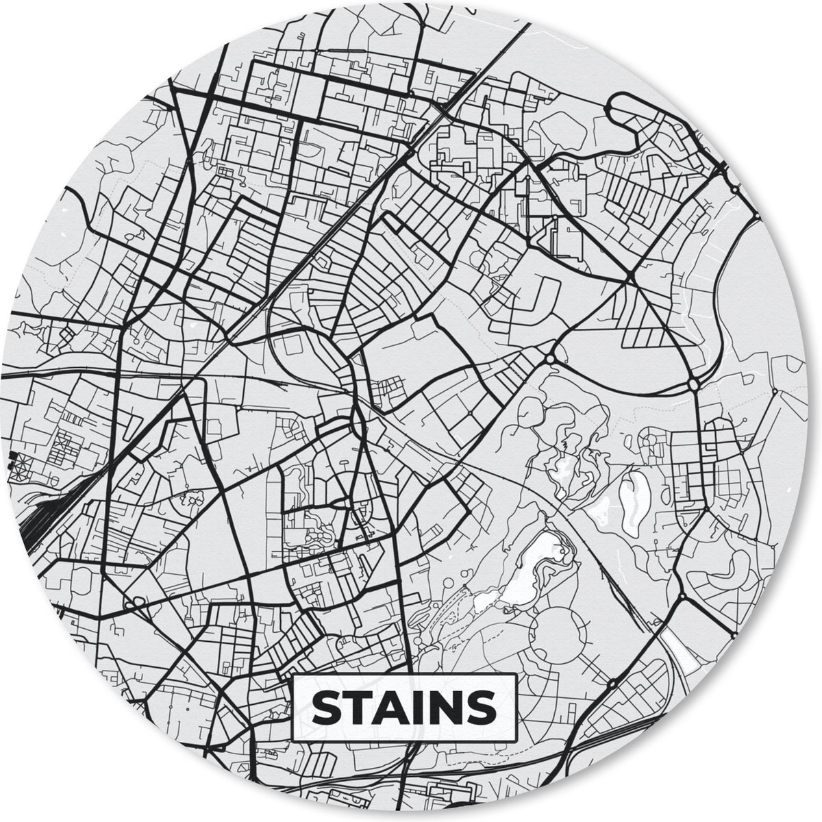 Muismat rond 20x20 cm - Mousepad Frankrijk – Plattegrond – Kaart – Stains – Stadskaart - Ronde muismatten - Stadskaart